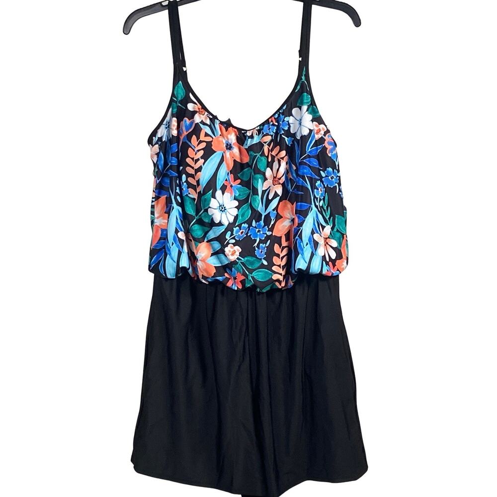 Sonnet Shores One Piece Swimsuit Size 14 Shorts Floral NWT Vibrant Vacation